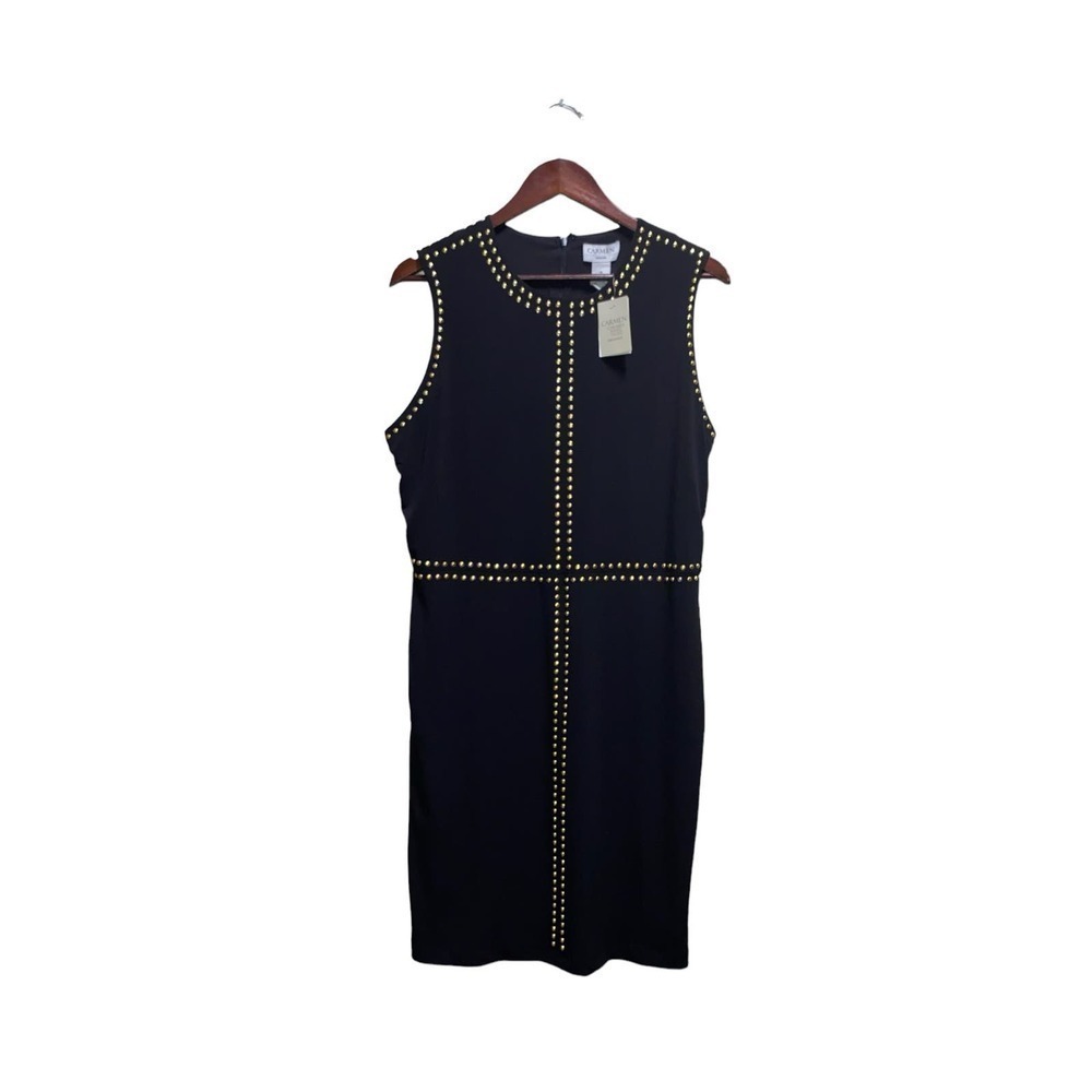 NWT Mark Valvo dress size 14, Embellished‎ in gold studs. Lined.